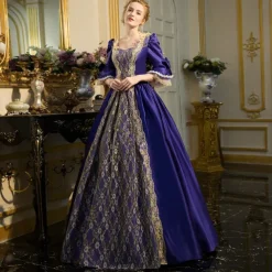 Gothic Lolita Rococo 18th Century Maxi Dress Normal Juliet Sleeve Cinderella Princess Square Neck Fancy Dress All Christmas Halloween Carnival Party Special Occasion Quinceanera Adults All Seasons