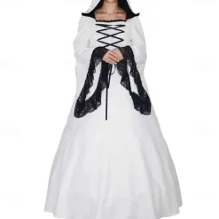 Gothic Medieval Ball Gown Floor Length Dress Prom Dress Juliet Sleeve Witch Witches Plus Size Tassel Fringe Ball Gown Square Neck Fancy Dress Women's All Celtic Royal Walpurgis Night Halloween
