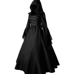 Gothic Medieval Ball Gown Floor Length Dress Prom Dress Juliet Sleeve Witch Witches Plus Size Tassel Fringe Ball Gown Square Neck Fancy Dress Women's All Celtic Royal Walpurgis Night Halloween