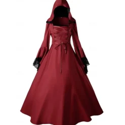 Gothic Medieval Ball Gown Floor Length Dress Prom Dress Juliet Sleeve Witch Witches Plus Size Tassel Fringe Ball Gown Square Neck Fancy Dress Women's All Celtic Royal Walpurgis Night Halloween