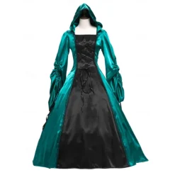 Gothic Medieval Ball Gown Floor Length Dress Prom Dress Juliet Sleeve Witch Witches Plus Size Tassel Fringe Ball Gown Square Neck Fancy Dress Women's All Celtic Royal Walpurgis Night Halloween