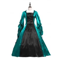 Gothic Medieval Ball Gown Floor Length Dress Prom Dress Juliet Sleeve Witch Witches Plus Size Tassel Fringe Ball Gown Square Neck Fancy Dress Women's All Celtic Royal Walpurgis Night Halloween