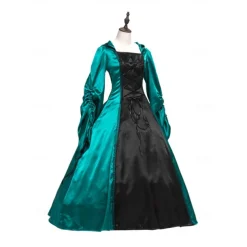 Gothic Medieval Ball Gown Floor Length Dress Prom Dress Juliet Sleeve Witch Witches Plus Size Tassel Fringe Ball Gown Square Neck Fancy Dress Women's All Celtic Royal Walpurgis Night Halloween