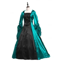 Gothic Medieval Ball Gown Floor Length Dress Prom Dress Juliet Sleeve Witch Witches Plus Size Tassel Fringe Ball Gown Square Neck Fancy Dress Women's All Celtic Royal Walpurgis Night Halloween