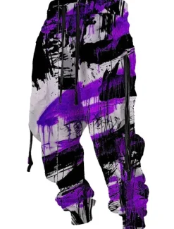 Graffiti Abstract Men's 3D Print Sweatpants Joggers Pants Trousers Outdoor Street Casual Daily Polyester Red Blue Purple S M L Mid Waist Elasticity Pants