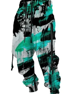 Graffiti Abstract Men's 3D Print Sweatpants Joggers Pants Trousers Outdoor Street Casual Daily Polyester Red Blue Purple S M L Mid Waist Elasticity Pants