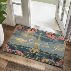 Graffiti Doormat Kitchen Mat Floor Mat Non-Slip Area Rug Oil Proof Rug Indoor Outdoor Mat Bedroom Decor Bathroom Mat Entrance Rug Eiffel Tower