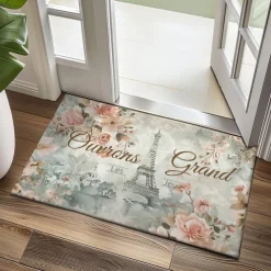 Graffiti Doormat Kitchen Mat Floor Mat Non-Slip Area Rug Oil Proof Rug Indoor Outdoor Mat Bedroom Decor Bathroom Mat Entrance Rug Eiffel Tower