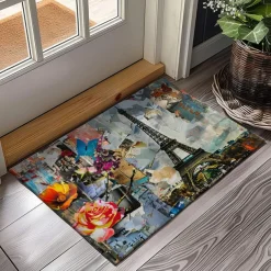 Graffiti Doormat Kitchen Mat Floor Mat Non-Slip Area Rug Oil Proof Rug Indoor Outdoor Mat Bedroom Decor Bathroom Mat Entrance Rug Eiffel Tower