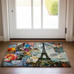 Graffiti Doormat Kitchen Mat Floor Mat Non-Slip Area Rug Oil Proof Rug Indoor Outdoor Mat Bedroom Decor Bathroom Mat Entrance Rug Eiffel Tower