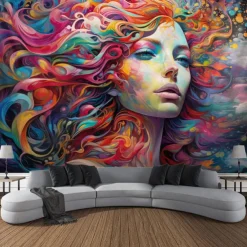 Graffiti Woman Hanging Tapestry Wall Art Large Tapestry Mural Decor Photograph Backdrop Blanket Curtain Home Bedroom Living Room Decoration