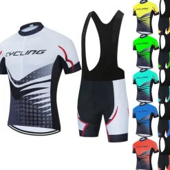 21Grams Men's Cycling Jersey Set Short Sleeve Cycling Jersey with Bib Shorts 3 Rear Pockets Reflective Strips 3D Padded Shorts Polka Dot Polyester Bike Wear Breathable Quick Dry Moisture Wicking