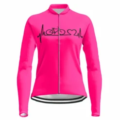 21Grams Racing Cycle Heartbeat Women's Long Sleeve Cycling Jersey Spandex Polyester Green Orange Red Heart Funny Bike Top Mountain Bike MTB Road Breathable Quick Dry Moisture Wicking Sports Clothing