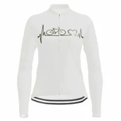 21Grams Racing Cycle Heartbeat Women's Long Sleeve Cycling Jersey Spandex Polyester Green Orange Red Heart Funny Bike Top Mountain Bike MTB Road Breathable Quick Dry Moisture Wicking Sports Clothing