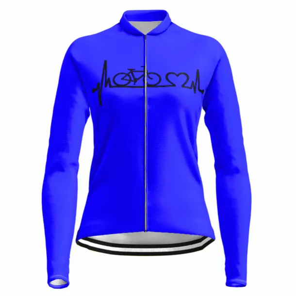 21Grams Racing Cycle Heartbeat Women's Long Sleeve Cycling Jersey Spandex Polyester Green Orange Red Heart Funny Bike Top Mountain Bike MTB Road Breathable Quick Dry Moisture Wicking Sports Clothing