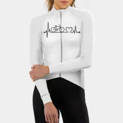 21Grams Racing Cycle Heartbeat Women's Long Sleeve Cycling Jersey Spandex Polyester Green Orange Red Heart Funny Bike Top Mountain Bike MTB Road Breathable Quick Dry Moisture Wicking Sports Clothing