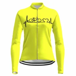 21Grams Racing Cycle Heartbeat Women's Long Sleeve Cycling Jersey Spandex Polyester Green Orange Red Heart Funny Bike Top Mountain Bike MTB Road Breathable Quick Dry Moisture Wicking Sports Clothing