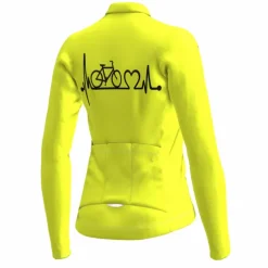 21Grams Racing Cycle Heartbeat Women's Long Sleeve Cycling Jersey Spandex Polyester Green Orange Red Heart Funny Bike Top Mountain Bike MTB Road Breathable Quick Dry Moisture Wicking Sports Clothing