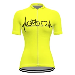 21Grams Racing Cycle Heartbeat Women's Cycling Jersey Summer Spandex Polyester Yellow Bike Tee Tshirt Jersey Top Mountain Bike MTB Road Bike Cycling Breathable Back Pocket Sports Clothing