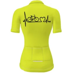 21Grams Racing Cycle Heartbeat Women's Cycling Jersey Summer Spandex Polyester Yellow Bike Tee Tshirt Jersey Top Mountain Bike MTB Road Bike Cycling Breathable Back Pocket Sports Clothing