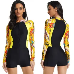 21Grams Women's Rash guard Swimsuit UV Sun Protection UPF50+ Lightweight Long Sleeve Bodysuit Bathing Suit Front Zip Boyleg Swimming Surfing Beach Water Sports Summer Spring Autumn / Fall