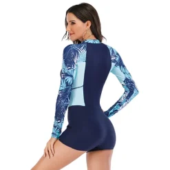 21Grams Women's Rash guard Swimsuit UV Sun Protection UPF50+ Lightweight Long Sleeve Bodysuit Bathing Suit Front Zip Boyleg Swimming Surfing Beach Water Sports Summer Spring Autumn / Fall