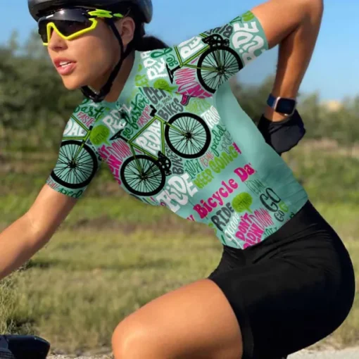21Grams Women's Short Sleeve Cycling Jersey With 3 Rear Pockets Summer Bicycle Riding Bike Top Breathable Quick Dry Moisture Spandex Polyester Dark Pink Light Green Blushing Pink Mountain Bike MTB