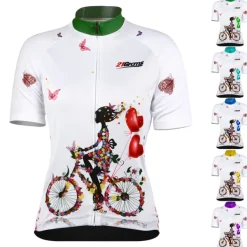 21Grams Women's Short Sleeve Cycling Jersey Summer Floral Botanical Funny Bike Jersey Breathable Anatomic Design Ultraviolet Resistant Quick Dry Back Pocket Sports Patterned Purple Green Mint Green