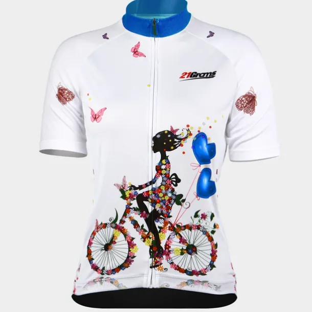 21Grams Women's Short Sleeve Cycling Jersey Summer Floral Botanical Funny Bike Jersey Breathable Anatomic Design Ultraviolet Resistant Quick Dry Back Pocket Sports Patterned Purple Green Mint Green