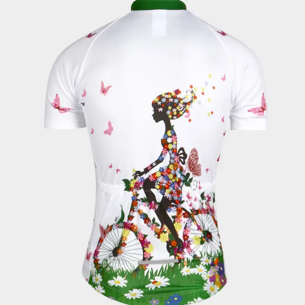 21Grams Women's Short Sleeve Cycling Jersey Summer Floral Botanical Funny Bike Jersey Breathable Anatomic Design Ultraviolet Resistant Quick Dry Back Pocket Sports Patterned Purple Green Mint Green