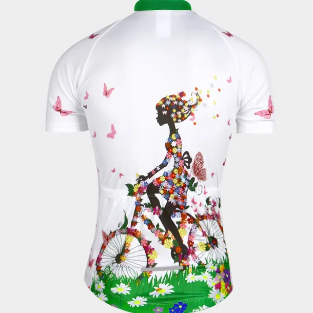 21Grams Women's Short Sleeve Cycling Jersey Summer Floral Botanical Funny Bike Jersey Breathable Anatomic Design Ultraviolet Resistant Quick Dry Back Pocket Sports Patterned Purple Green Mint Green