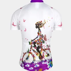 21Grams Women's Short Sleeve Cycling Jersey Summer Floral Botanical Funny Bike Jersey Breathable Anatomic Design Ultraviolet Resistant Quick Dry Back Pocket Sports Patterned Purple Green Mint Green