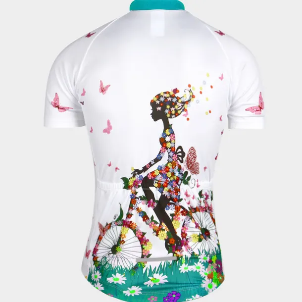 21Grams Women's Short Sleeve Cycling Jersey Summer Floral Botanical Funny Bike Jersey Breathable Anatomic Design Ultraviolet Resistant Quick Dry Back Pocket Sports Patterned Purple Green Mint Green