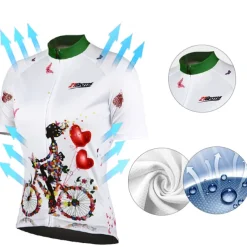 21Grams Women's Short Sleeve Cycling Jersey Summer Floral Botanical Funny Bike Jersey Breathable Anatomic Design Ultraviolet Resistant Quick Dry Back Pocket Sports Patterned Purple Green Mint Green