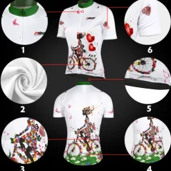 21Grams Women's Short Sleeve Cycling Jersey Summer Floral Botanical Funny Bike Jersey Breathable Anatomic Design Ultraviolet Resistant Quick Dry Back Pocket Sports Patterned Purple Green Mint Green