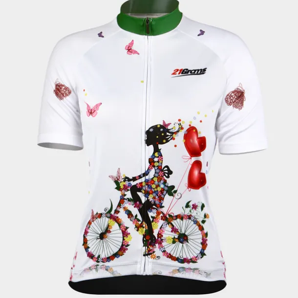 21Grams Women's Short Sleeve Cycling Jersey Summer Floral Botanical Funny Bike Jersey Breathable Anatomic Design Ultraviolet Resistant Quick Dry Back Pocket Sports Patterned Purple Green Mint Green