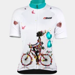 21Grams Women's Short Sleeve Cycling Jersey Summer Floral Botanical Funny Bike Jersey Breathable Anatomic Design Ultraviolet Resistant Quick Dry Back Pocket Sports Patterned Purple Green Mint Green