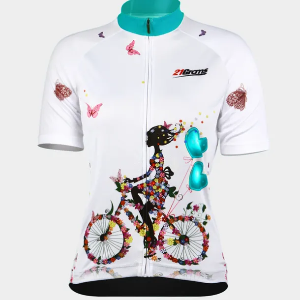 21Grams Women's Short Sleeve Cycling Jersey Summer Floral Botanical Funny Bike Jersey Breathable Anatomic Design Ultraviolet Resistant Quick Dry Back Pocket Sports Patterned Purple Green Mint Green
