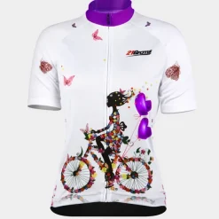 21Grams Women's Short Sleeve Cycling Jersey Summer Floral Botanical Funny Bike Jersey Breathable Anatomic Design Ultraviolet Resistant Quick Dry Back Pocket Sports Patterned Purple Green Mint Green