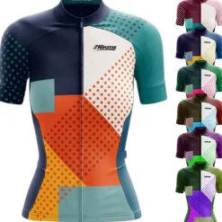 21Grams Women's Short Sleeve Cycling Jersey Spandex Polyester Funny Bike Jersey Top Mountain Bike MTB Road Bike Cycling UV Resistant Breathable Quick Dry Sports Blue+Orange Sky Blue+White Green