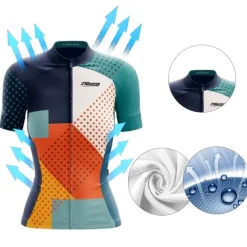 21Grams Women's Short Sleeve Cycling Jersey Spandex Polyester Funny Bike Jersey Top Mountain Bike MTB Road Bike Cycling UV Resistant Breathable Quick Dry Sports Blue+Orange Sky Blue+White Green