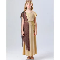Greek Goddess Halloween Cosplay Costume Robe Carnival Costume Vintage Inspired Kid's Girls' Carnival Masquerade Party Masquerade Easy Halloween Costumes Dress Up