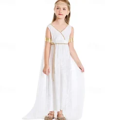 Greek Goddess Halloween Dress Cosplay Costume Vintage Inspired Kid's Girls' Carnival Masquerade Party Masquerade Easy Halloween Costumes Dress Up