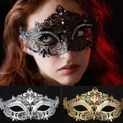 Greek Goddess Roman Halloween Mask Venetian Mask Columbina Carnival Mask Metal Finish Sexy Costume Half Face Adults' Women's Halloween Carnival Mardi Gras Party Masquerade Carnival of Venice Easy