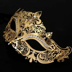 Greek Goddess Roman Halloween Mask Venetian Mask Columbina Carnival Mask Metal Finish Sexy Costume Half Face Adults' Women's Halloween Carnival Mardi Gras Party Masquerade Carnival of Venice Easy