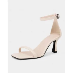 Green Ankle Strap Mid-Heel Sandals for Women - Sleek Minimalist Design , Perfect for Summer Parties, Office Wear, and Casual Outings