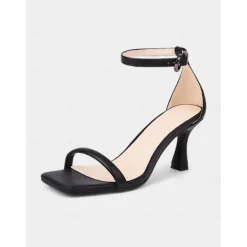 Green Ankle Strap Mid-Heel Sandals for Women - Sleek Minimalist Design , Perfect for Summer Parties, Office Wear, and Casual Outings