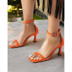 Green Ankle Strap Mid-Heel Sandals for Women - Sleek Minimalist Design , Perfect for Summer Parties, Office Wear, and Casual Outings