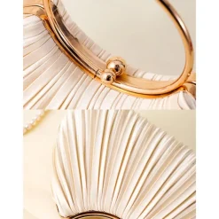 Green Elegant Pleated Velvet Clutch with Gold Ring Handle - Women's Evening Handbag, Perfect for Weddings, Parties and Formal Events