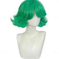 Green Flip Wig Girls Tatsumaki Wig Short Fluffy Bob Wig Green Cosplay Wig Women Synthetic Carnival Costume Wig
